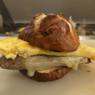Bratwurst, egg, and cheese